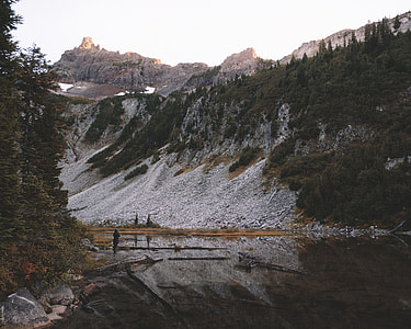 lake near cliff during daytime thumbnail