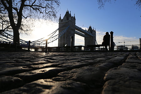 man sitting in front of Tower Bridge, London thumbnail