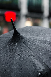 tilt shift photography of a wet black umbrella thumbnail