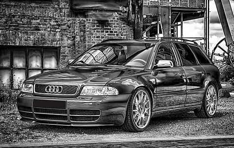 grayscale photography of Audi station wagon thumbnail