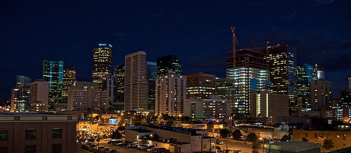 aerial photography of building at night time thumbnail