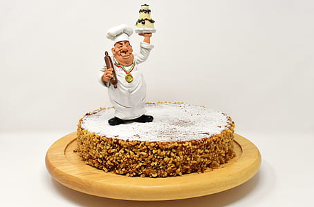 round cake on brown tray thumbnail