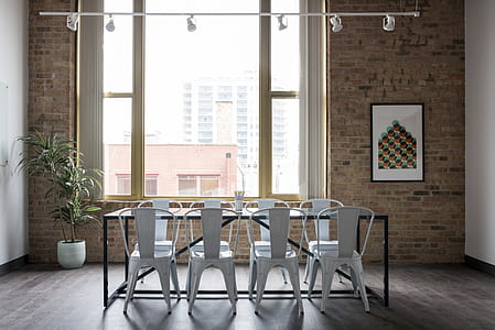 rectangular black metal base dining set thumbnail