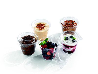 five assorted-flavor cakes on cups thumbnail