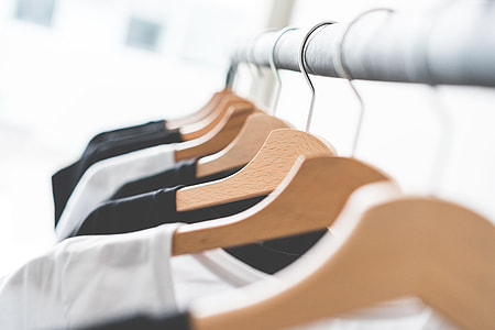 Wooden T-Shirt Hangers in Fashion Apparel Store #2 thumbnail