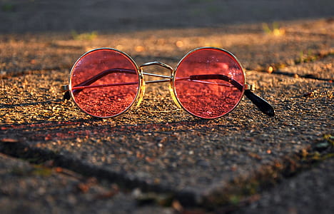 red sunglasses with gold frames thumbnail