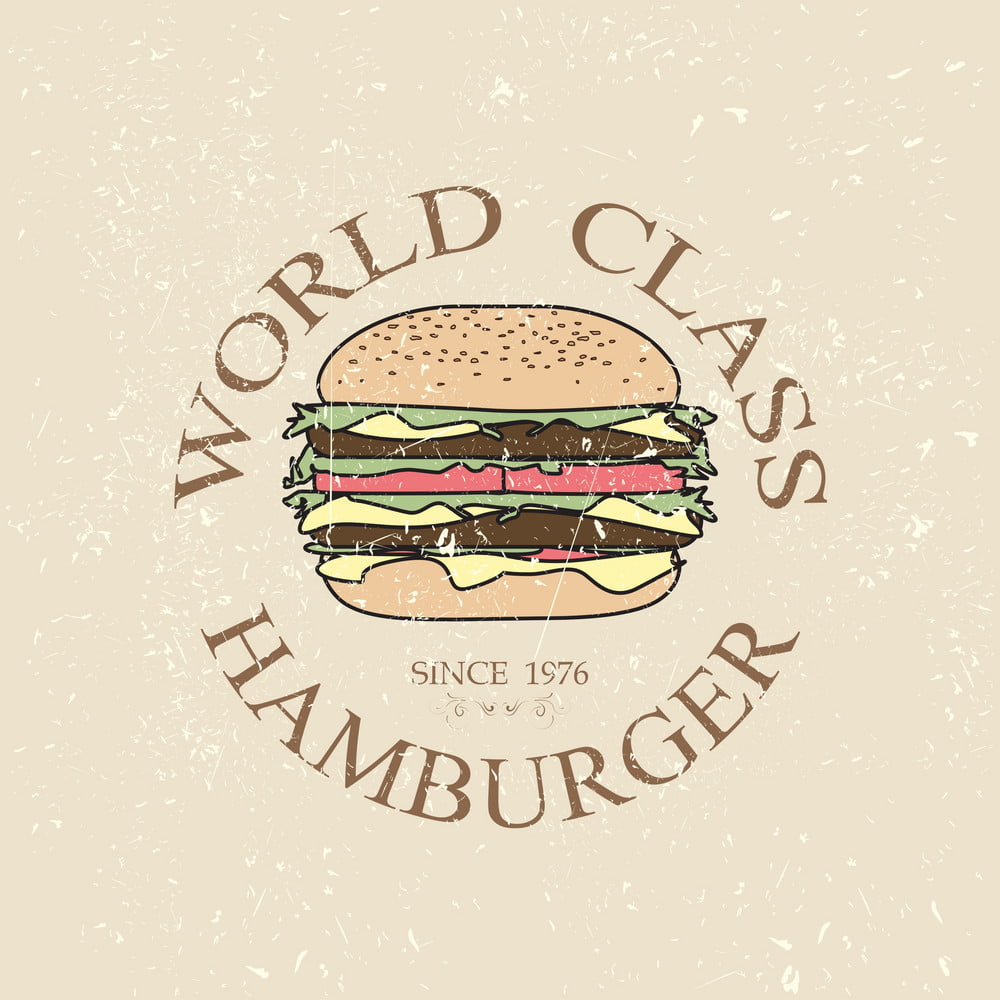 World Class Hamburger Label Stamp Banner Design Vector Eps Ai