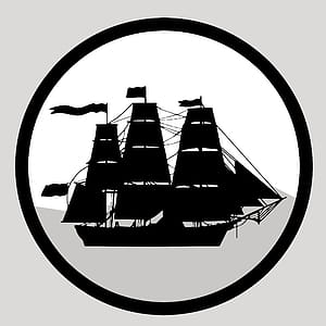 Circular illustration of sailing ship thumbnail