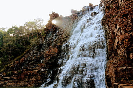 Waterfalls on Brown Rocky Mountain thumbnail