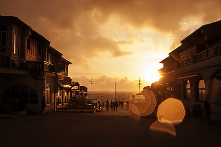sea, city, dawn, sky thumbnail