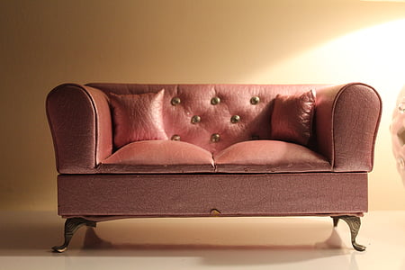 red leather loveseat thumbnail