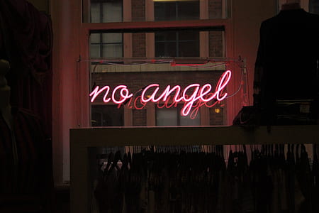 red and white No Angel LED signage thumbnail