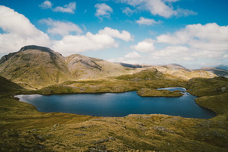 lake near green fiend and brown mountain thumbnail