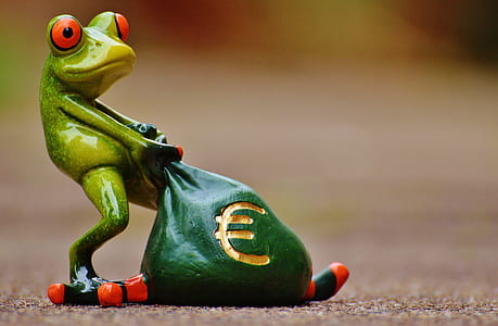 frog pulling cash bag figurine thumbnail