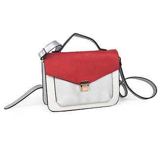 white and red leather crossbody bag thumbnail