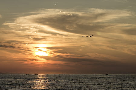 large body of water during golden hour thumbnail