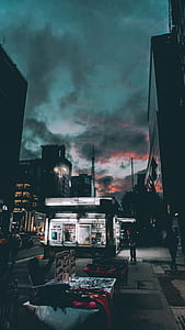 city, road, dawn, landscape thumbnail