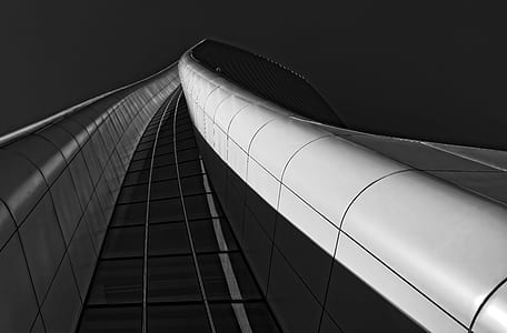 low-angle grayscale photo of high-rise building thumbnail