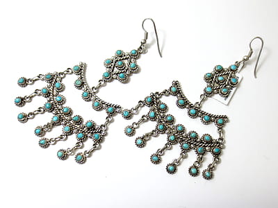 silver-and-green gemstone hook earrings thumbnail