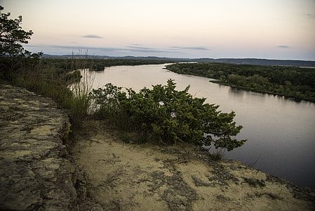 Wisconsin River at Dusk Scenic Shot at Ferry Bluff thumbnail