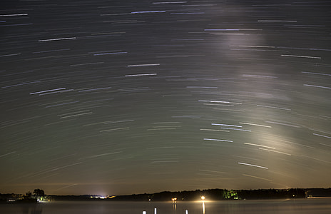 Star Trails over lake Namekagon in Chequamegon National Forest, Wisconsin thumbnail