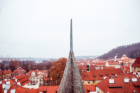 Rooftops and needle on tower in Prague, Czech Republic thumbnail