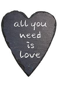 black and white all you need is love quoted heart thumbnail