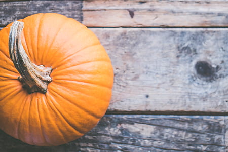 Pumpkin on Brown Wooden Surface thumbnail