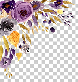 Wedding invitation Flower Watercolor painting, Watercolor flower, purple, gray, and black flowers painting PNG clipart
