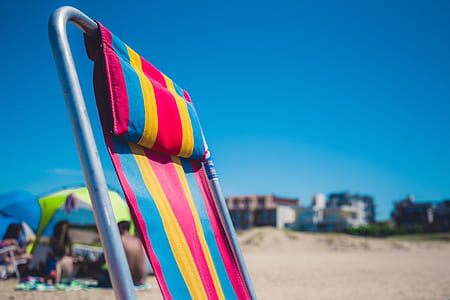 red, blue, and yellow stripe lounger thumbnail