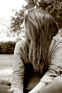 grayscale photography of woman thumbnail