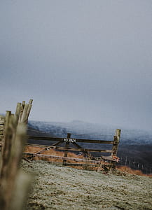 brown wooden fence under gray sky thumbnail