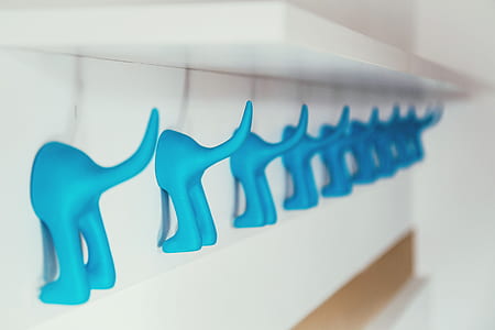 blue hooks on white wall thumbnail