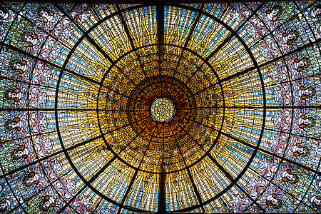low angle photography of stain glass ceiling thumbnail