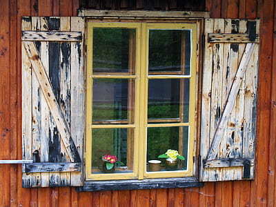 brown wooden windowpane closed thumbnail