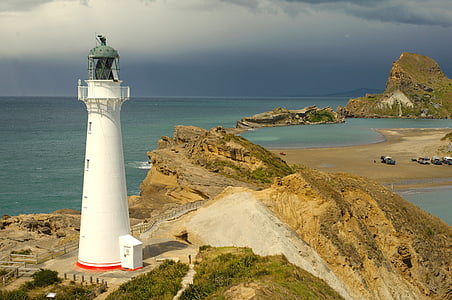 gray lighthouse near body of water thumbnail