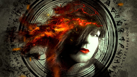 photo of woman's face digital wallpaper thumbnail