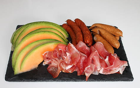 sausage and ham on plate thumbnail
