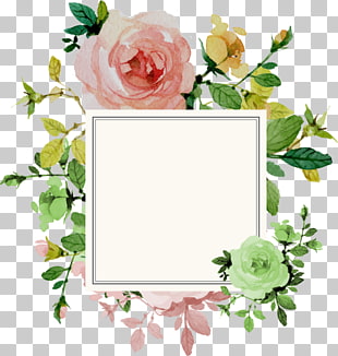 Wedding invitation Flower Rose, Flower Border, square white frame with floral background illustration PNG clipart