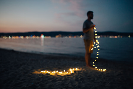 Fairy lights at the beach in Bulgaria thumbnail