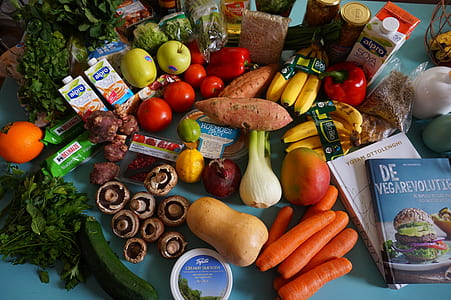 table full of fruits and vegetables thumbnail