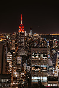 high angle view of city building with lights thumbnail