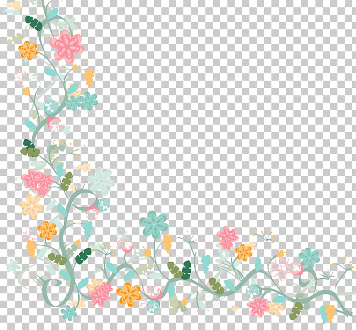 Flower Watercolor painting, Watercolor floral border background material, green and yellow floral PNG clipart