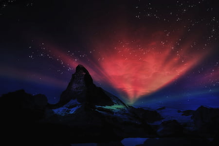 red and green aurora borealis wallpaper thumbnail