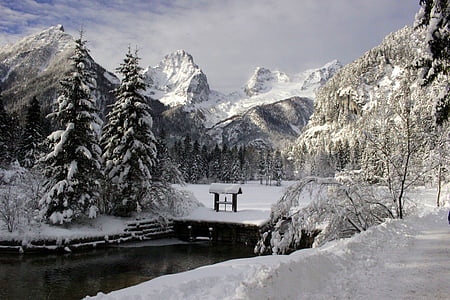 snow covered mountain under white sky thumbnail