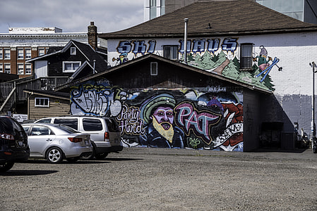 Graffiti Art on the wall in Downtown and Old town in Thunder Bay, Ontario, Canada thumbnail
