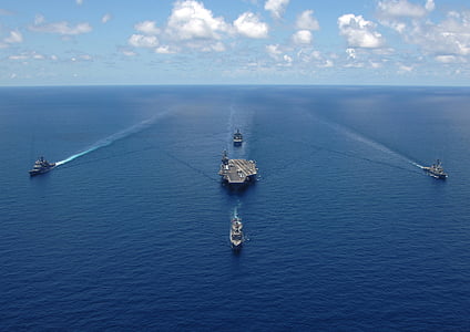 aerial photography of battleship thumbnail