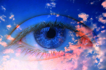 human eye with blue sky thumbnail