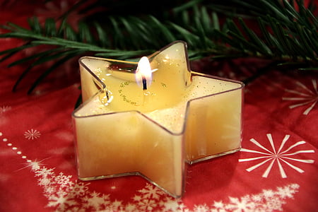 lighted yellow star tea light candle thumbnail