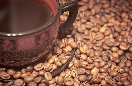 coffee on pink and brown teacup thumbnail